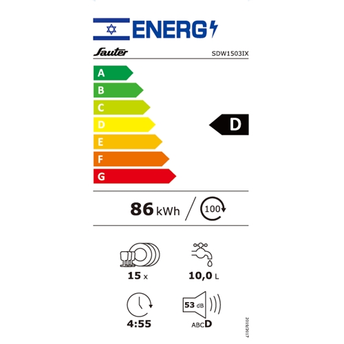 מדיח כלים רחב 60 ס"מ SAUTER SDW1503IX נירוסטה