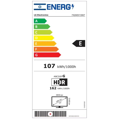 טלוויזיה חכמה "75 LG 75QNED72B6T QNED MiniLED Ai