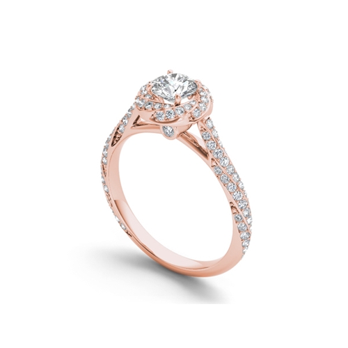 טבעת אירוסין מעוצבת זהב 14K משובצת יהלומים