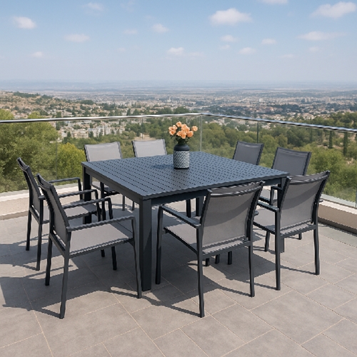 שולחן מאלומיניום בריסל מתארך עד 149 ס"מ פסים אפור