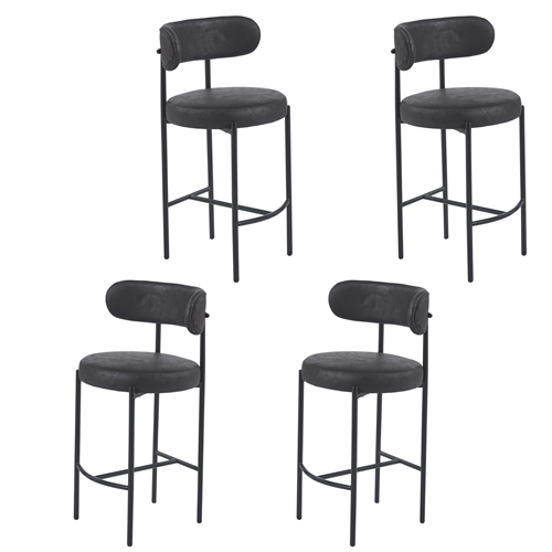 4 כיסאות בר מבד רחיץ עם רגלי מתכת טומי בר LEONARDO