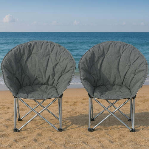 זוג כורסאות קמפינג מתקפלים בגוון אפור