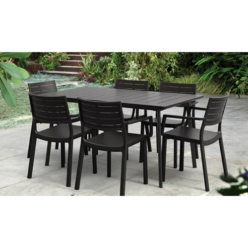 פינת אוכל דגם פיג'י שולחן ו 4 כיסאות שחור KETER