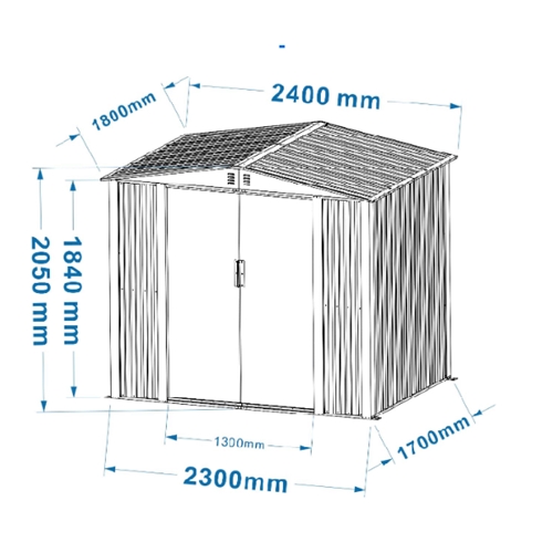 מחסן מתכת פרמיום דגם Garden Top 2.40X1.80 DS3