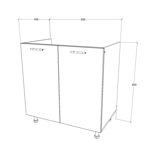 ארון שירות תחתון כולל כיור נירוסטה מליבו גוון אלון