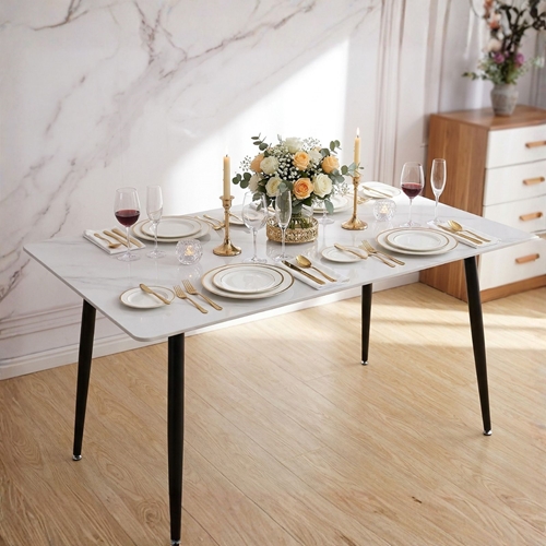 פינת אוכל מקרמיקה לבנה + 4 כיסאות Tudo Design