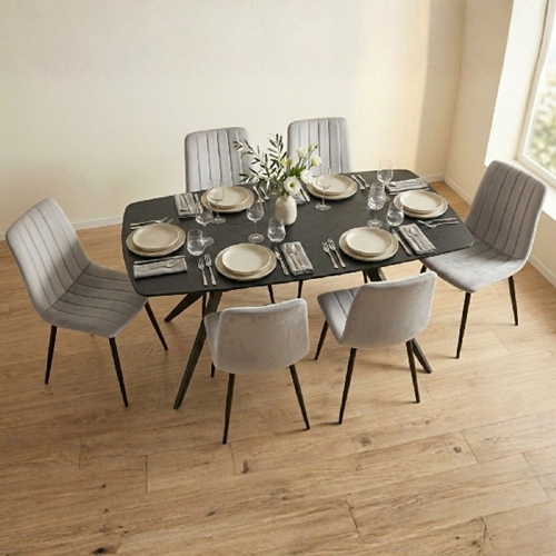 פינת אוכל מקרמיקה+6 כיסאות טוסקנה-ריביירה אפור