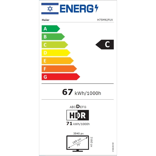טלוויזיה "Haier H75M92FUX 4K QD-MIni Led 75