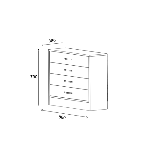 שידת אחסון בעלת 4 מגירות ברוחב 86 ס"מ TUDO DESIGN