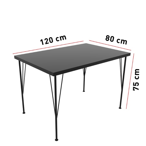 שולחן מטבח מעוצב בשילוב עץ ומתכת צבע שחור DOUBLE