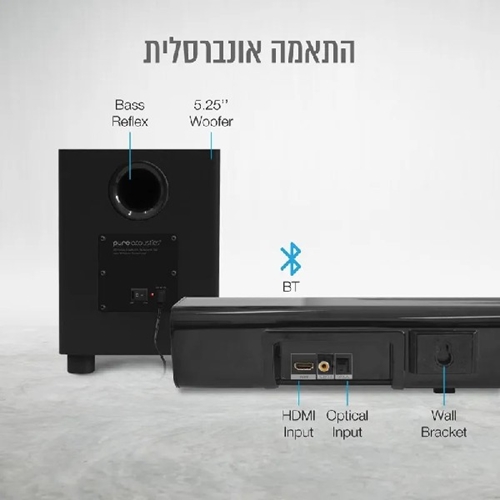 מקרן קול 2.1 עם סאב אלחוטי Pure acoustics MSB-135