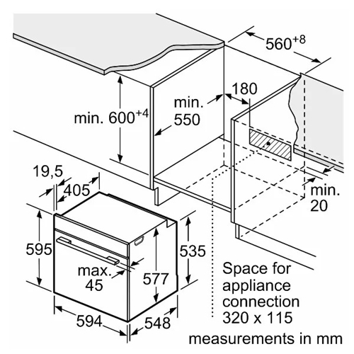 תנור  בנוי 71 ליטר פירוליטי דגם BOSCH HBG7741B1