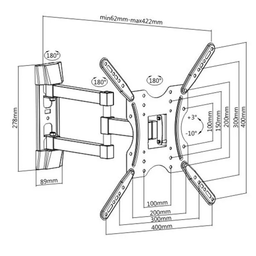 זרוע מפרקית לטלוויזיה עד "65 דגם EAZO E4456