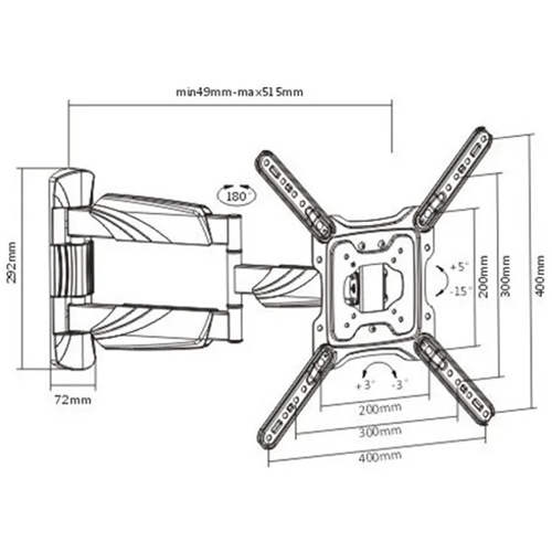 זרוע מפרקית לטלוויזיה עד "65 דגם EAZO PRO4465