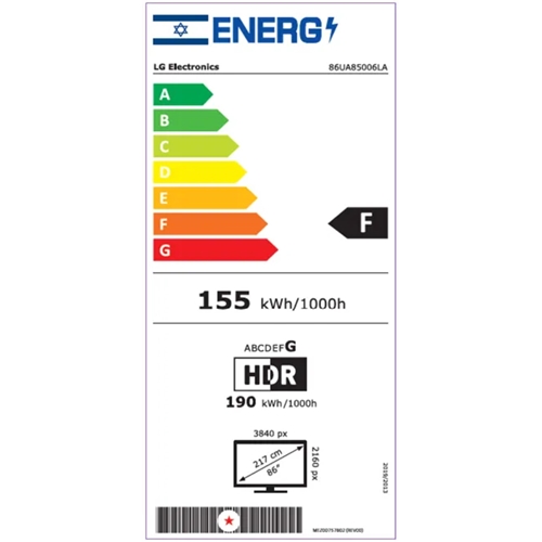טלוויזיה חכמה "86 4K UHD AI דגם LG 86UA85006LA