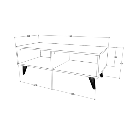 שולחן סלון עם 2 חללי אחסון תמרה לבן Tudo Design
