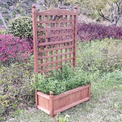 מעמד מעץ לאדנית עם רשת לטיפוס צמחים דגם 1007