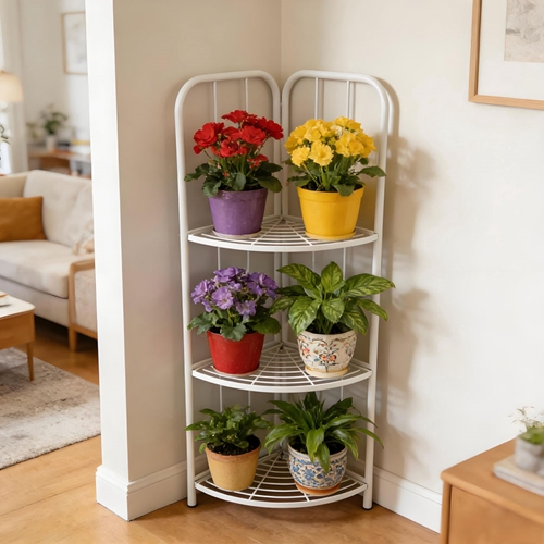 מעמד לעציצים פינתי 3 קומות מברזל 83037 טיפות טבע