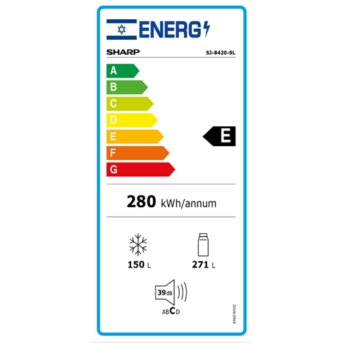 מקרר 4 דלתות דגם SJ-8420SL בנפח 401 ליטר SHARP
