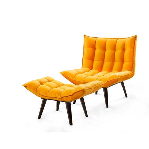 כורסא והדום בד קטיפתי דגם לילי מבית LEONARDO