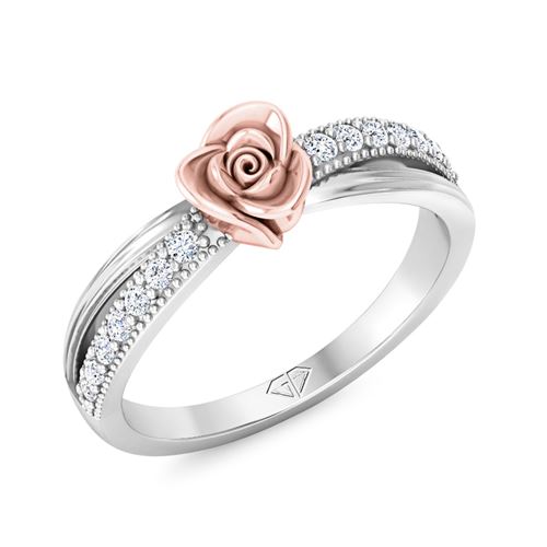 טבעת זהב ויהלומים בעיצוב וינטג' עם פרח