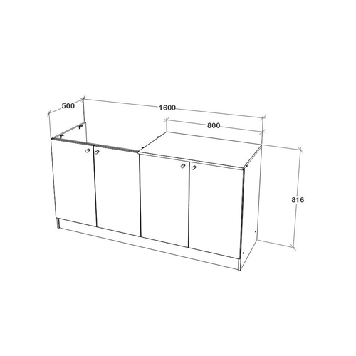 ארון מטבח ברוחב 1.6 מטר כולל כיור נירוסטה סיגלית