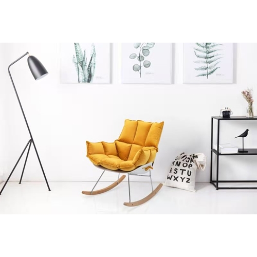 כיסא נדנדה נוח ומפנק דגם בוניטה בצבע חרדל MYDESIGN