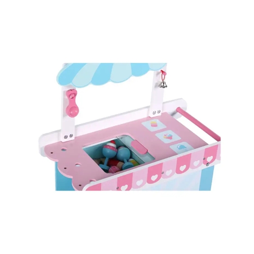 עגלת גלידה מעץ לילדים כולל 12 אביזרי משחק