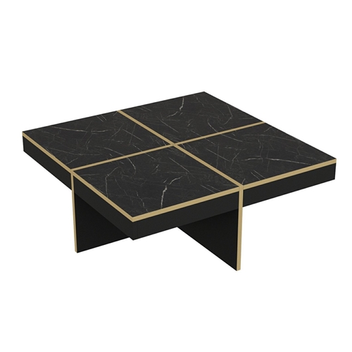 שולחן סלון יוקרתי מראה מבריק כשיש שחור TUDO DESIGN
