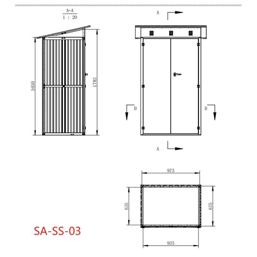מחסן מתכת דגם SA3 מידה Garden Top 0.90X1.20