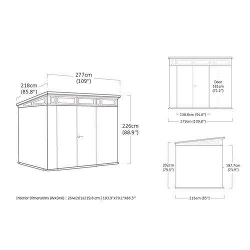 מחסן גינה דגם DECO PENT 97 Walnut מבית כתר