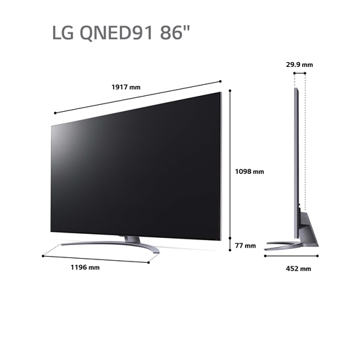 טלוויזיה חכמה "86 MiniLED 4K דגם LG 86QNED916QA