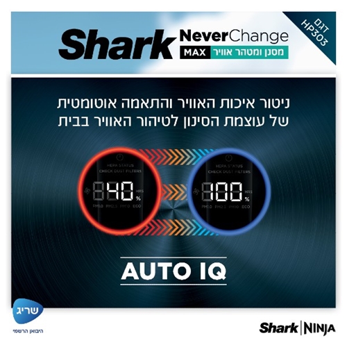 מסנן ומטהר אוויר NEVER CHANGE MAX דגם SHARK HP303