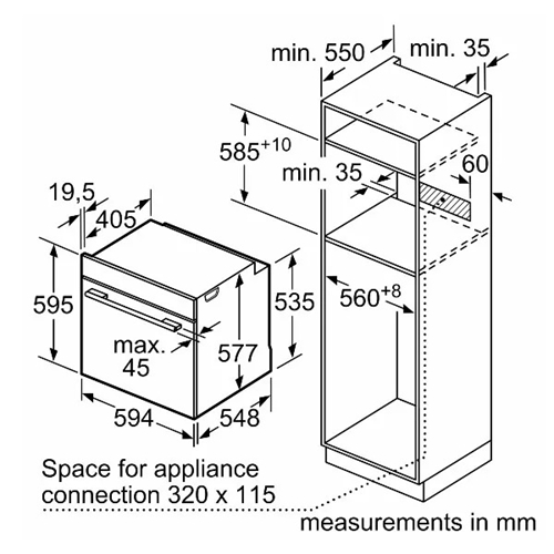 תנור  בנוי 71 ליטר פירוליטי דגם BOSCH HBG7741B1
