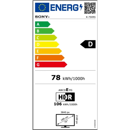 טלוויזיה "75 SONY K75XR55BP BRAVIA5 XR Mini LED 4K