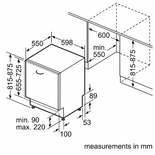 מדיח כלים רחב 60 ס"מ אינטגרלי  Siemens SN65ZX16CE