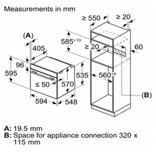 תנור בנוי 71 ליטר דגם Bosch HBA534EB3 בוש שחור