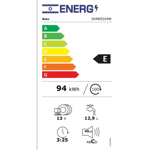 מדיח כלים רחב דגם DVN05324W בקו Beko לבן