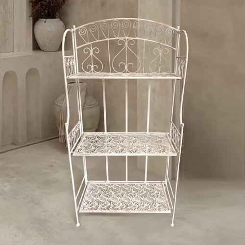 יחידת מדפים ומעמד לעציצים 3 קומות מברזל דגם 9004