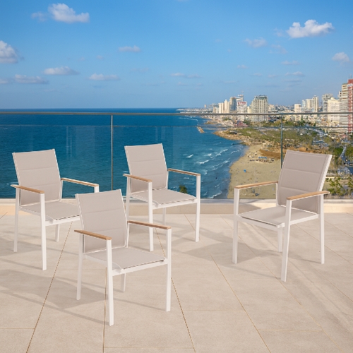 שולחן מרינו נפתח ל 2.70 לבן משטח פסים דמוי עץ