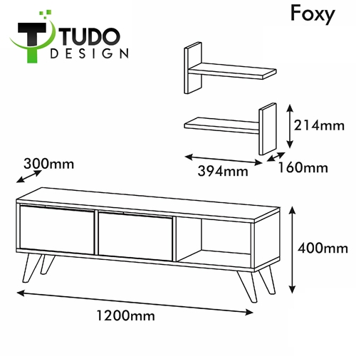 מזנון מעוצב עם מדפים תואמים Tudo Design דגם FOXY