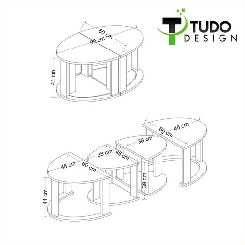 שולחן סלון נפתח ל 4 שולחנות Tudo Design ANTELLA