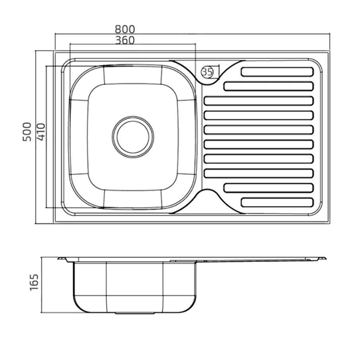 ארון שירות תחתון כולל כיור נירוסטה מליבו גוון אלון