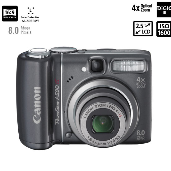 מצלמה דיגיטלית 8 מגה Canon A590 IS מחודשת+מתנה