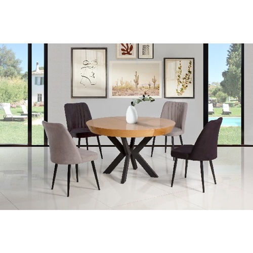 פינת אוכל עגולה ארומה אמריקן + 4 כיסאות LEONARDO