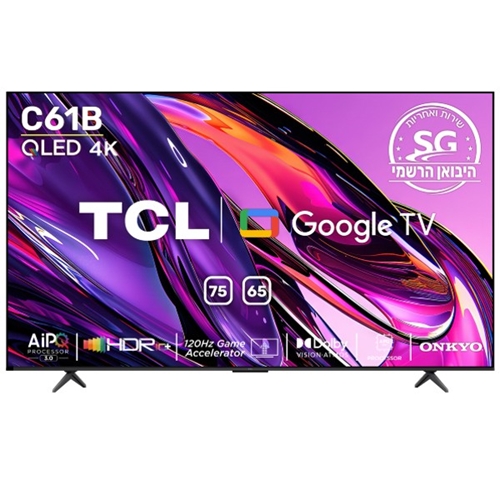 טלוויזיה "75 QLED 4K Google TV דגם TCL 75C61B