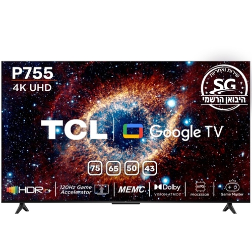 טלוויזיה "75 4K UHD Google TV דגם TCL 75P755