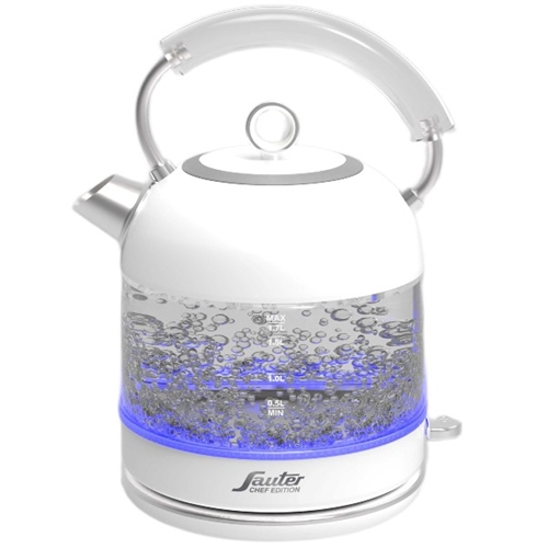 קומקום זכוכית חשמלי עיצוב רטרו SAUTER WK994W לבן