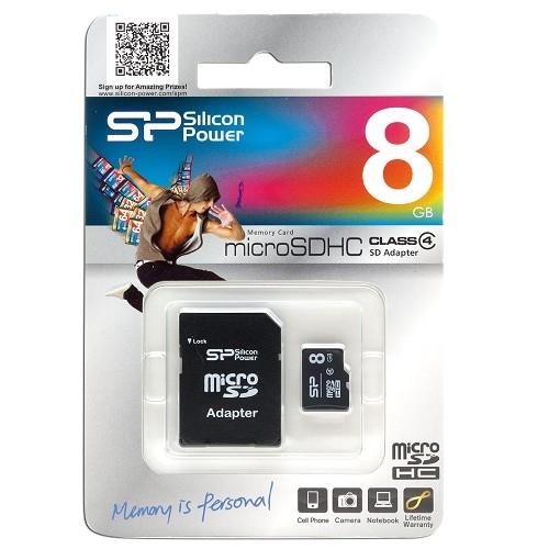 כרטיס זכרון מיקרו 8GB SD מבית Silicon Power