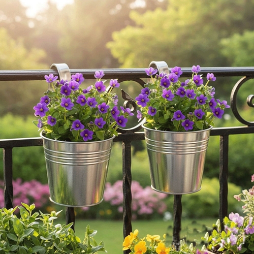 סט 2 מחזיקי עציץ לתלייה על מעקה דגם 159021310